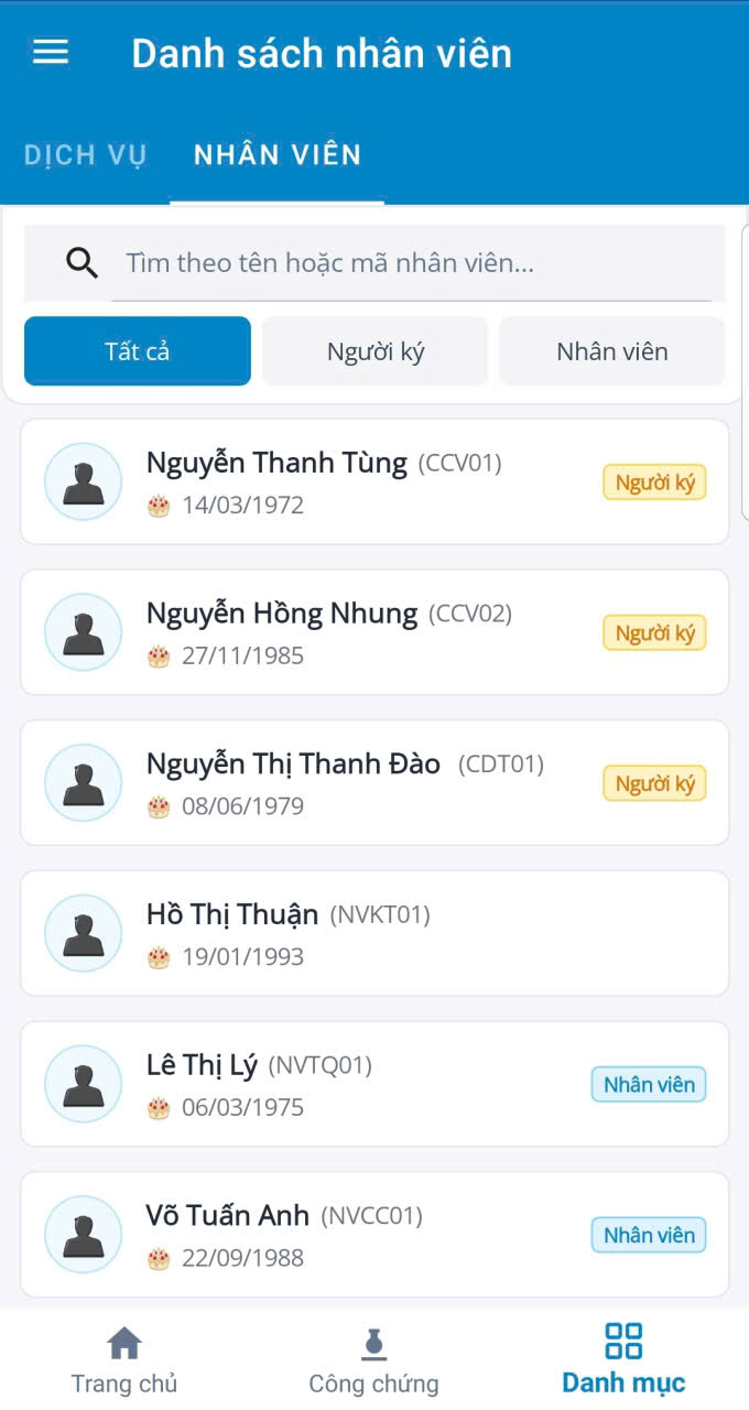 Danh sách nhân viên GoNotary